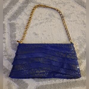 Inge Christopher Blue Snakeskin Clutch Bag